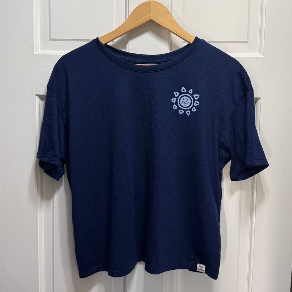 Life Is Good Dark Blue Sun Graphic Tee